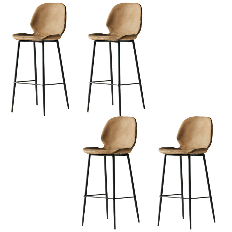 Modern Style Backrest Counter High Stool with Leather Cushion