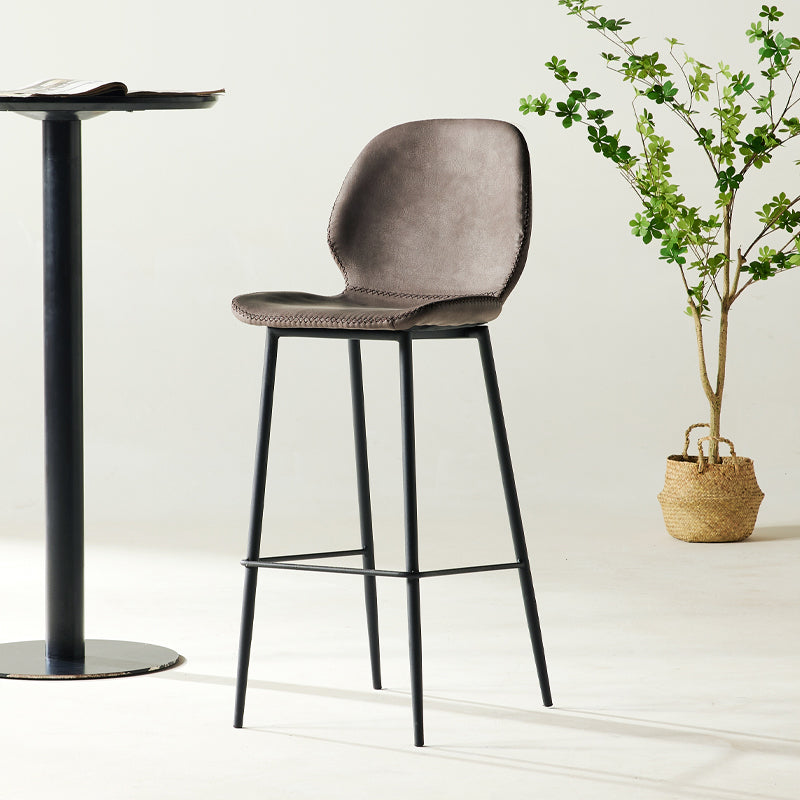 Modern Style Backrest Counter High Stool with Leather Cushion
