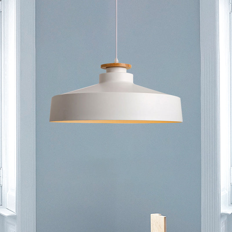 1 Head Barn/Cylinder/Tapered Pendant Light Modern Style Black/White Finish Metal Hanging Ceiling Light with Adjustable Cord