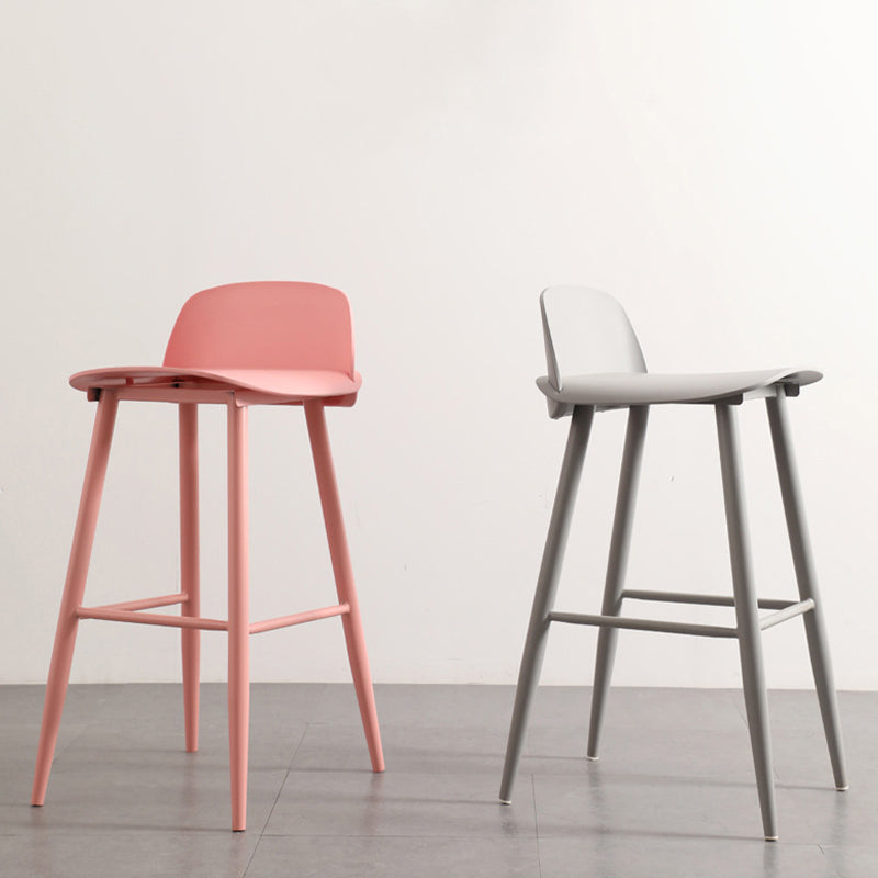 Contemporary Plastic Low Back Armless Bar Stools with Metal Base