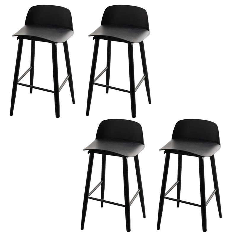 Contemporary Plastic Low Back Armless Bar Stools with Metal Base