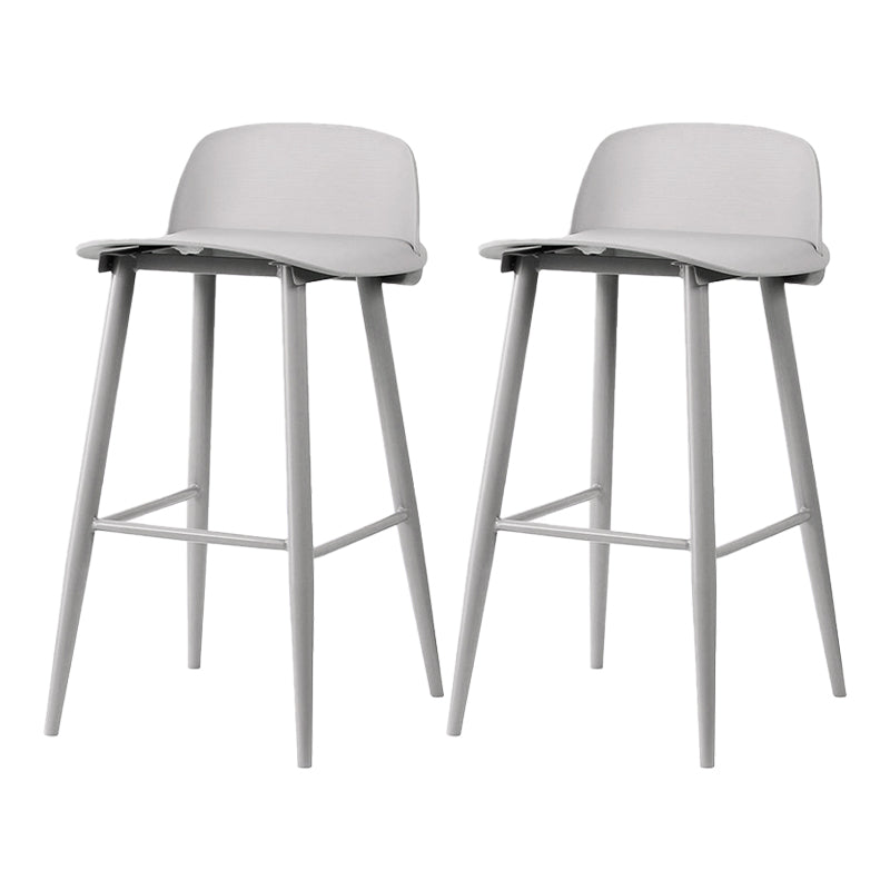 Contemporary Plastic Low Back Armless Bar Stools with Metal Base