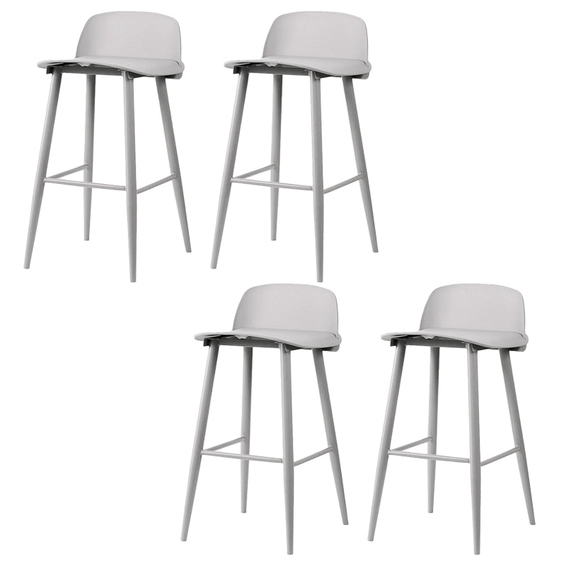 Contemporary Plastic Low Back Armless Bar Stools with Metal Base