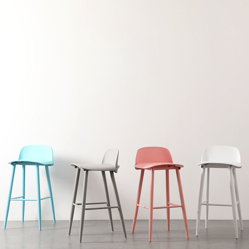 Contemporary Plastic Low Back Armless Bar Stools with Metal Base