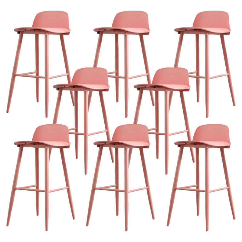 Contemporary Plastic Low Back Armless Bar Stools with Metal Base