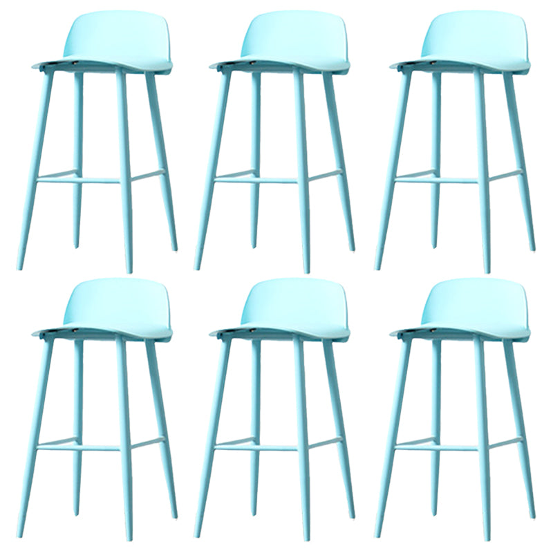 Contemporary Plastic Low Back Armless Bar Stools with Metal Base
