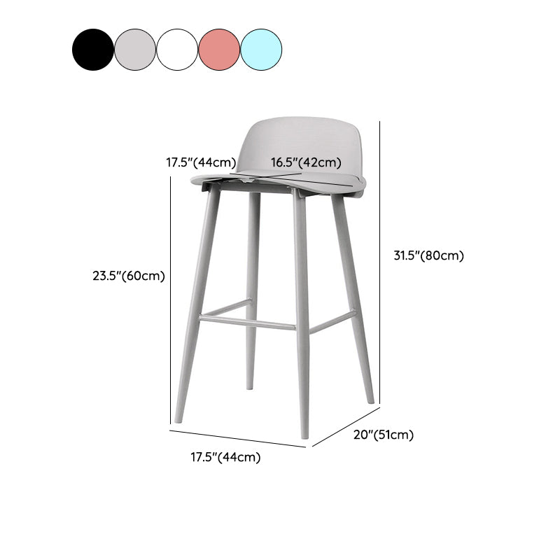 Contemporary Plastic Low Back Armless Bar Stools with Metal Base