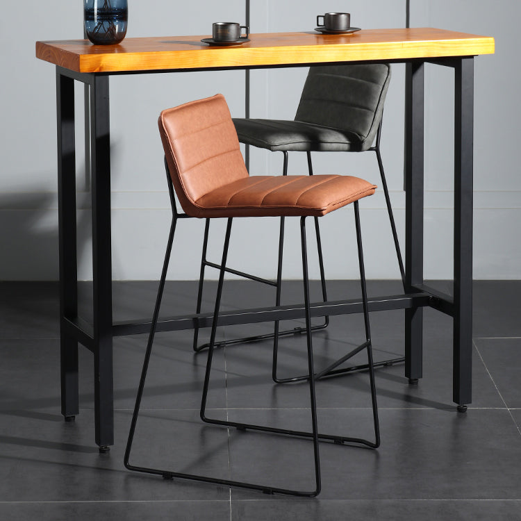 Contemporary Upholstered Armless Bar Stool with Black Metal Base