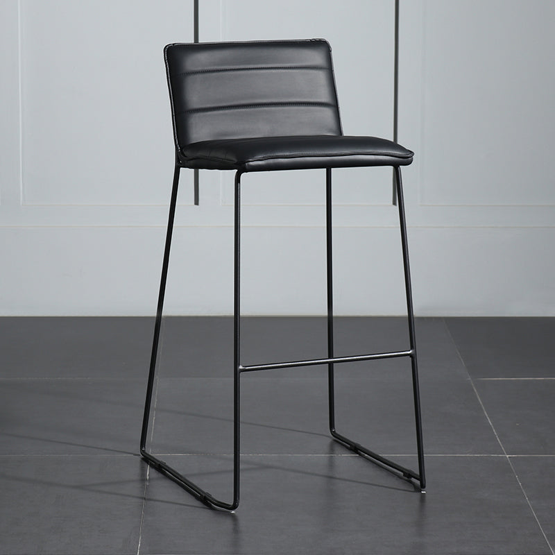 Contemporary Upholstered Armless Bar Stool with Black Metal Base