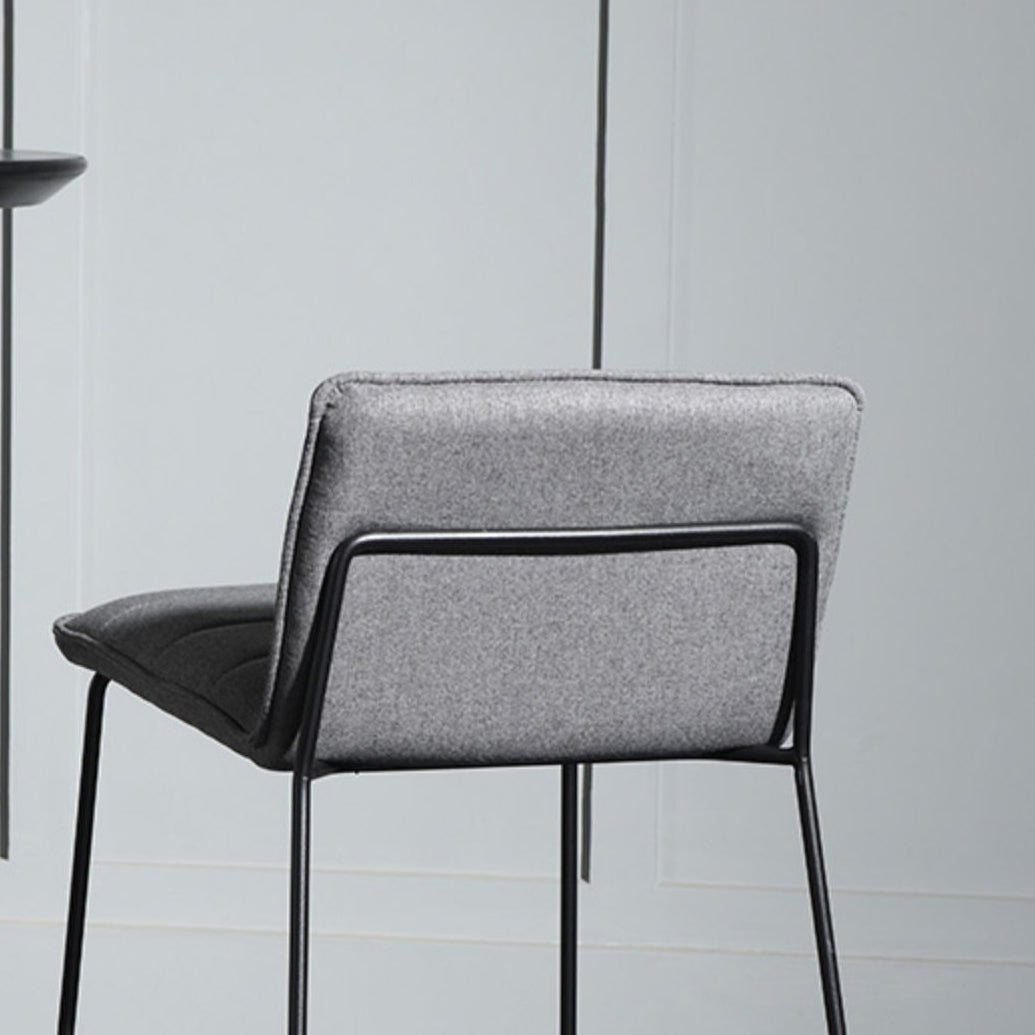 Contemporary Upholstered Armless Bar Stool with Black Metal Base