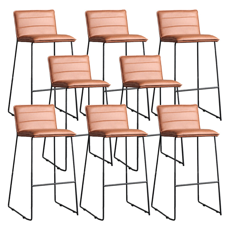 Contemporary Upholstered Armless Bar Stool with Black Metal Base