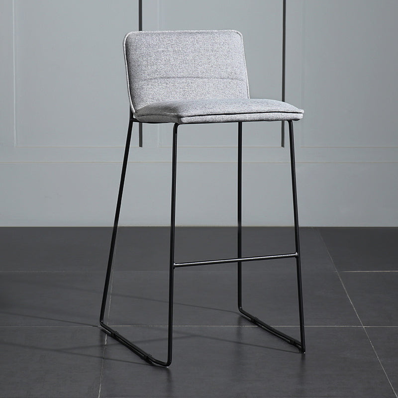 Contemporary Upholstered Armless Bar Stool with Black Metal Base