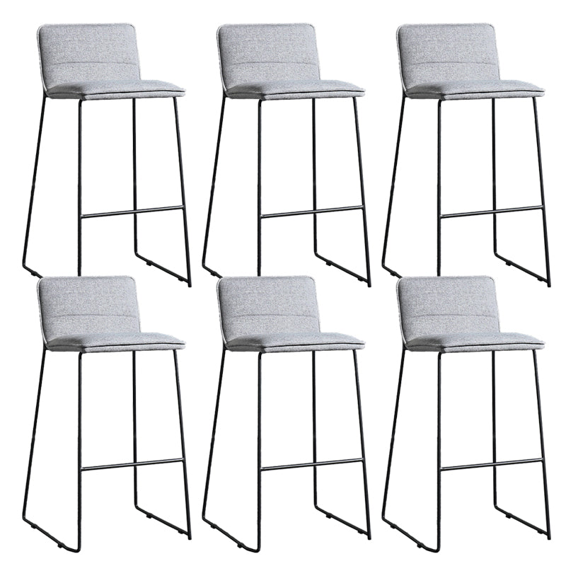 Contemporary Upholstered Armless Bar Stool with Black Metal Base