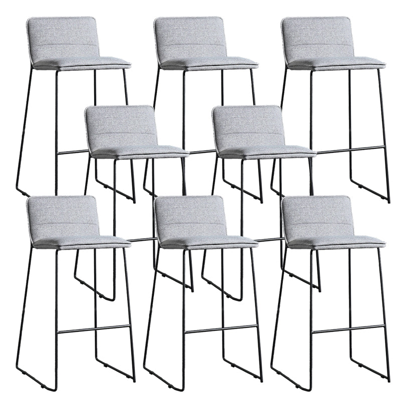 Contemporary Upholstered Armless Bar Stool with Black Metal Base