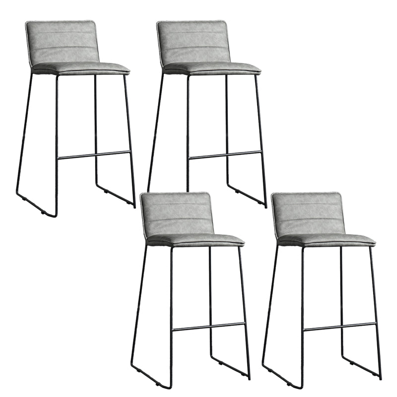Contemporary Upholstered Armless Bar Stool with Black Metal Base