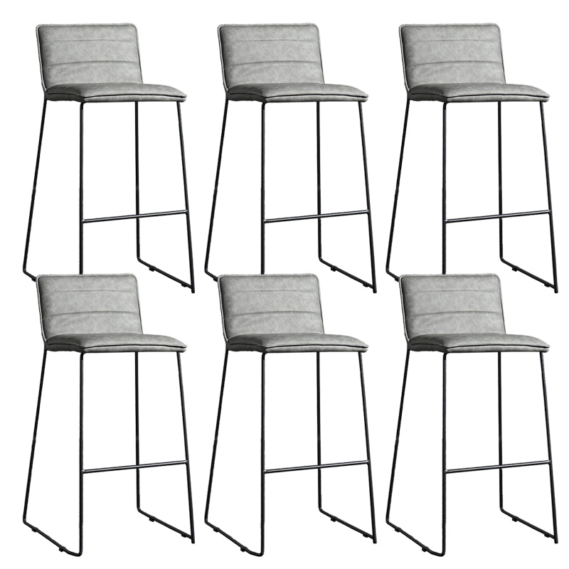 Contemporary Upholstered Armless Bar Stool with Black Metal Base