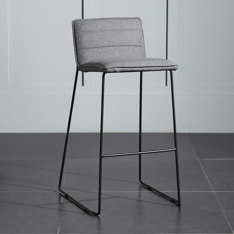 Contemporary Upholstered Armless Bar Stool with Black Metal Base