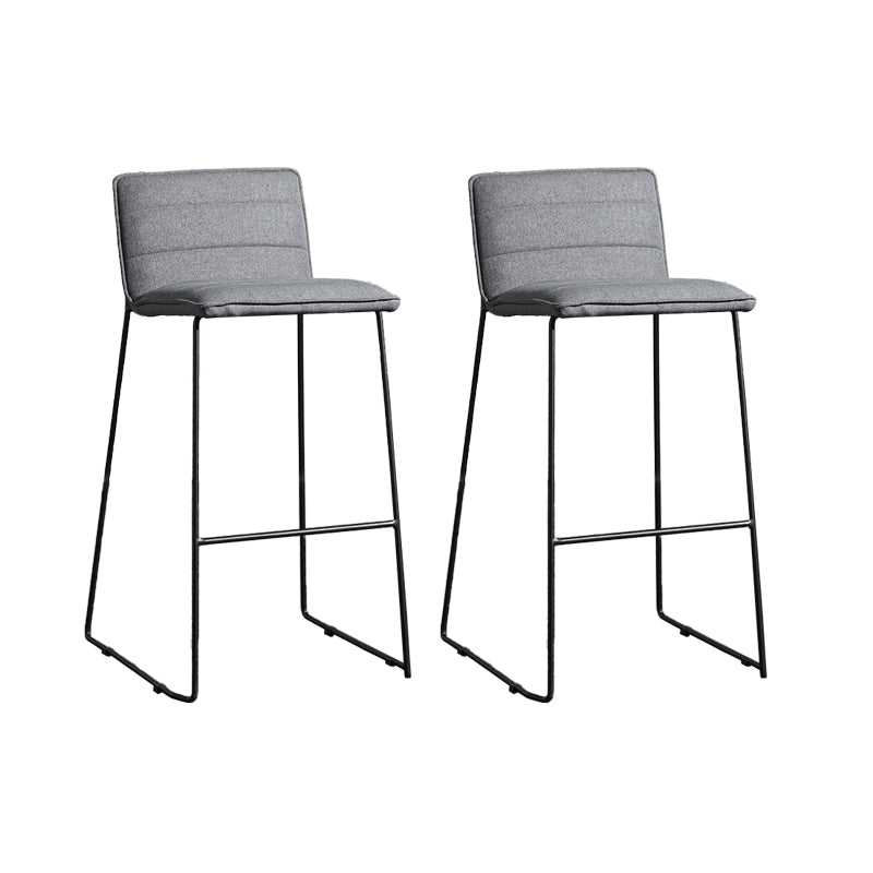 Contemporary Upholstered Armless Bar Stool with Black Metal Base