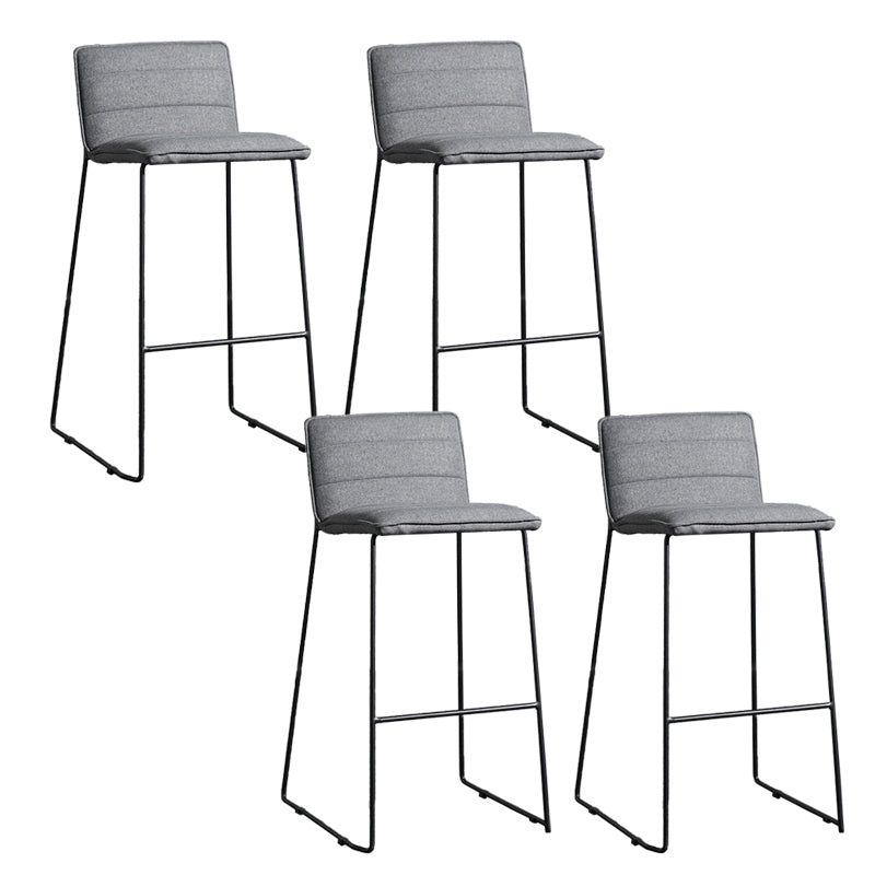 Contemporary Upholstered Armless Bar Stool with Black Metal Base