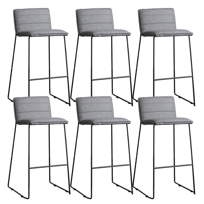 Contemporary Upholstered Armless Bar Stool with Black Metal Base