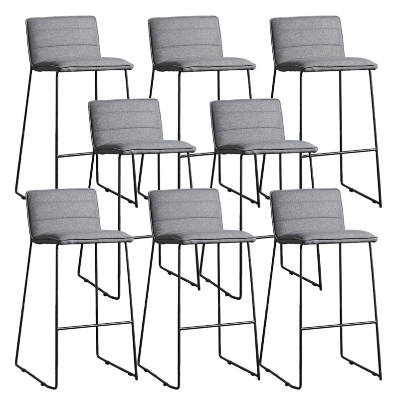 Contemporary Upholstered Armless Bar Stool with Black Metal Base