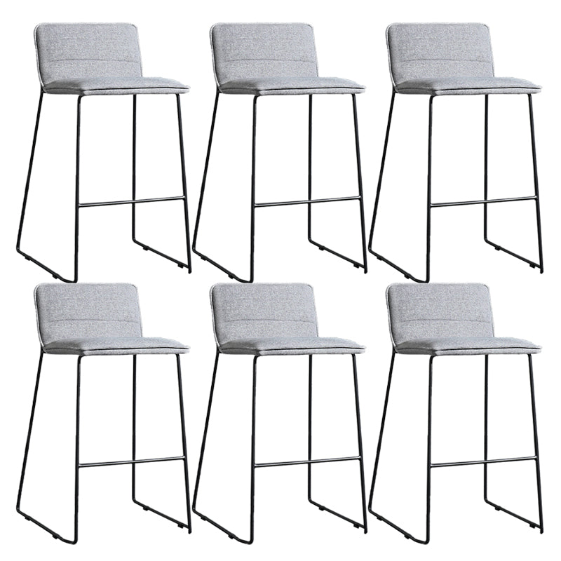 Contemporary Upholstered Armless Bar Stool with Black Metal Base