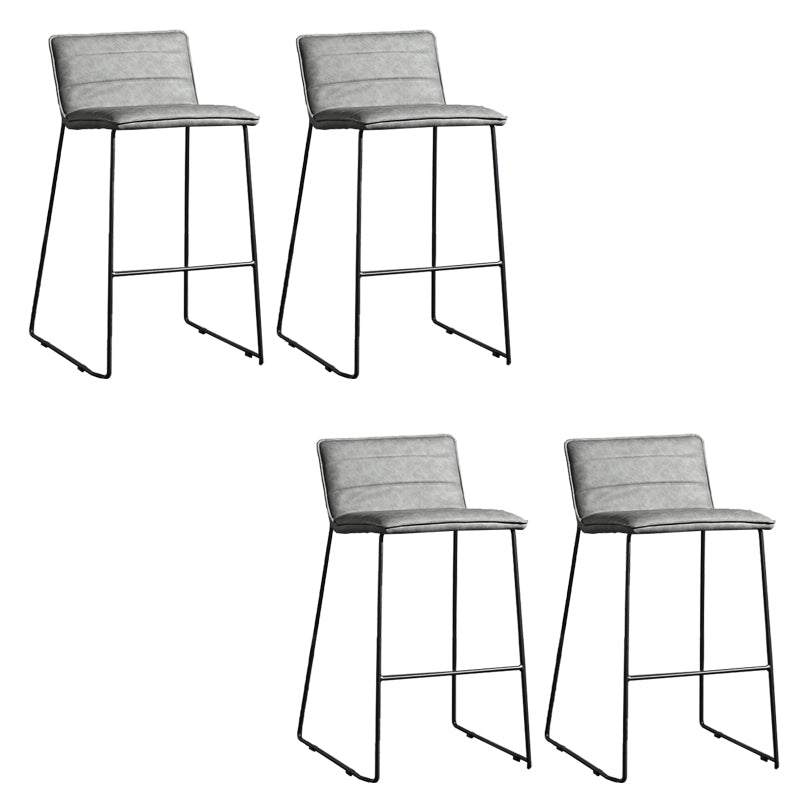 Contemporary Upholstered Armless Bar Stool with Black Metal Base