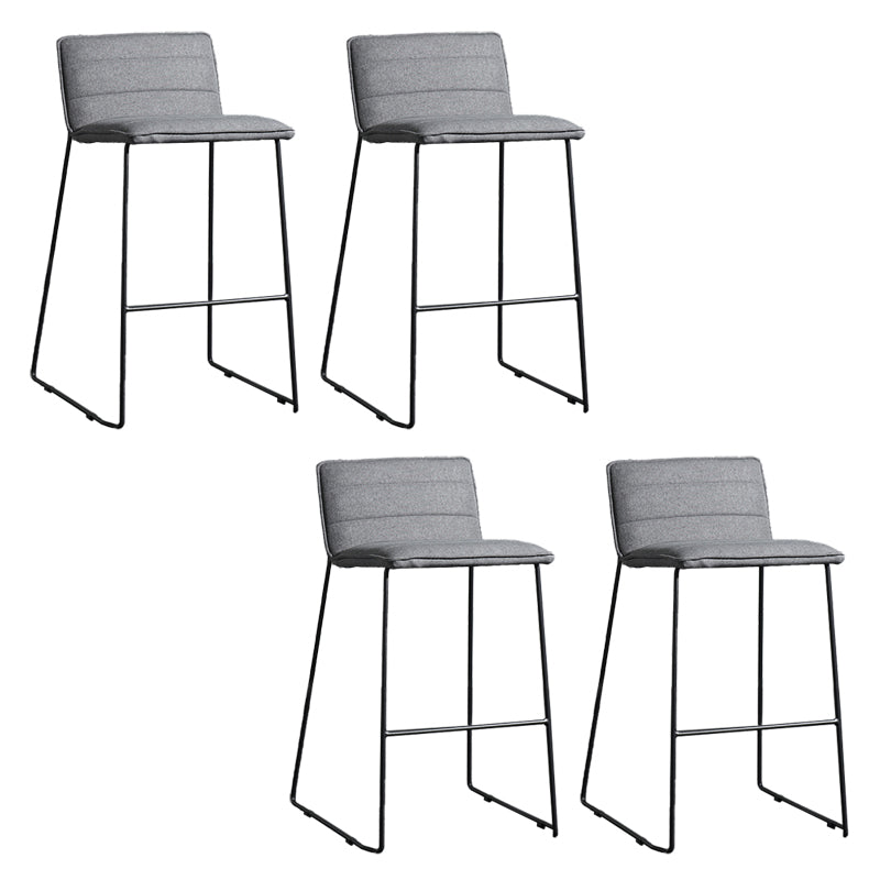 Contemporary Upholstered Armless Bar Stool with Black Metal Base