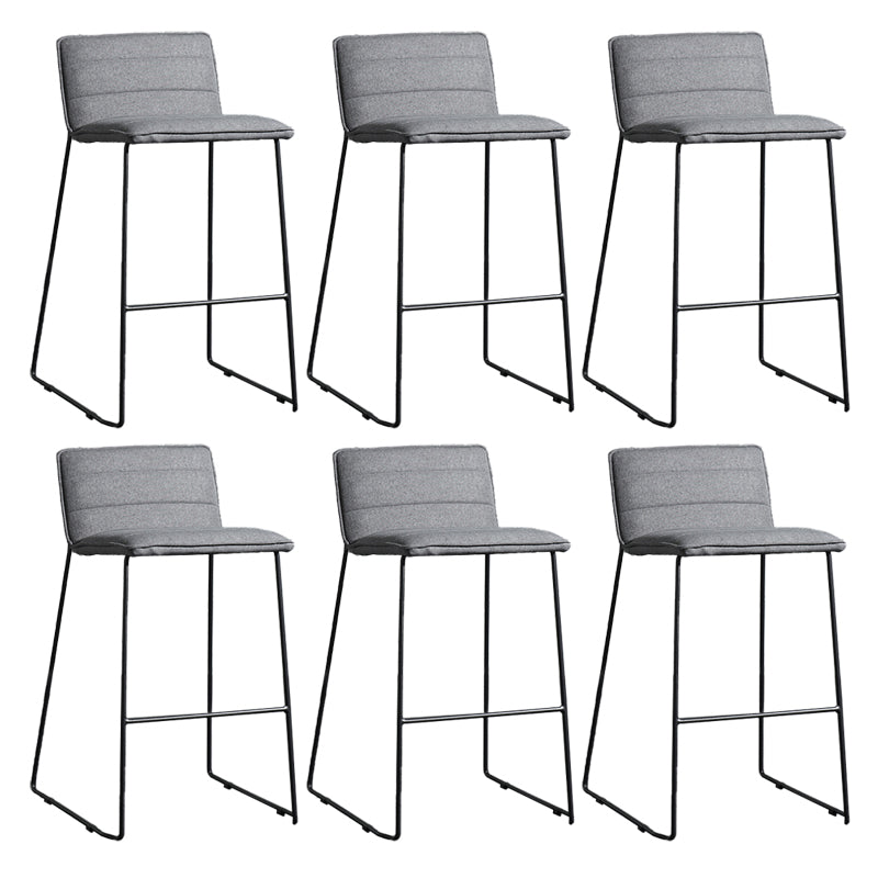 Contemporary Upholstered Armless Bar Stool with Black Metal Base