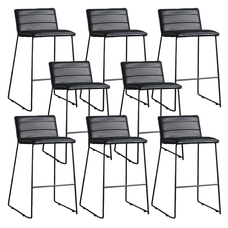 Contemporary Upholstered Armless Bar Stool with Black Metal Base