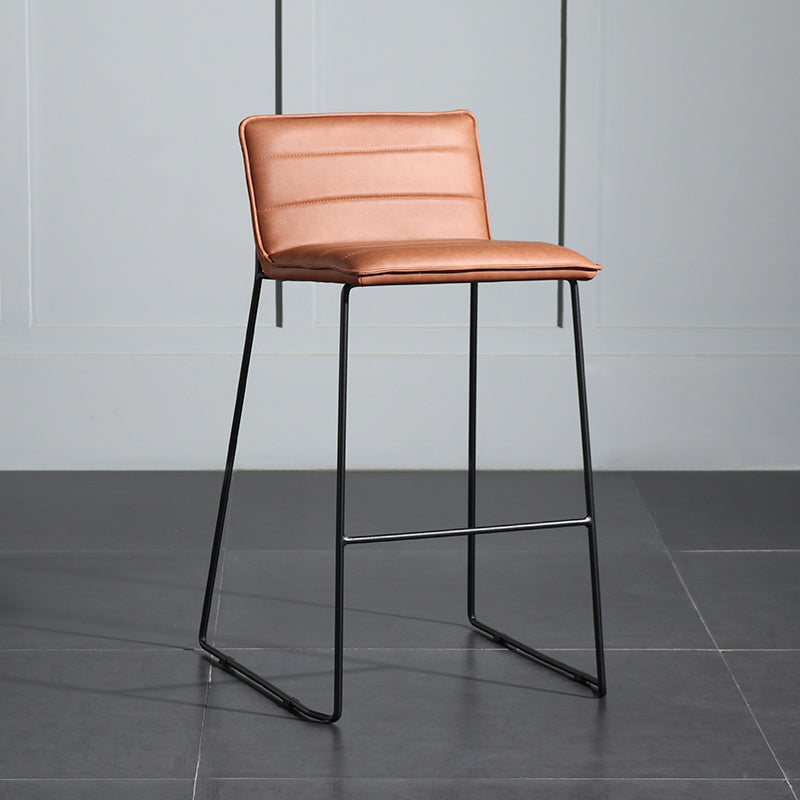 Contemporary Upholstered Armless Bar Stool with Black Metal Base