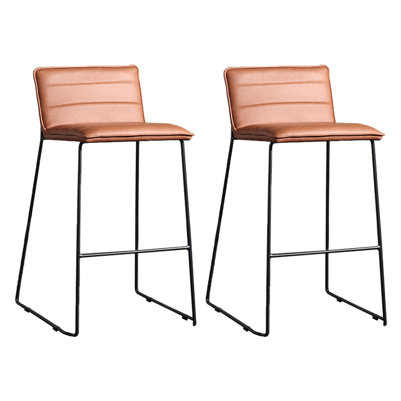 Contemporary Upholstered Armless Bar Stool with Black Metal Base