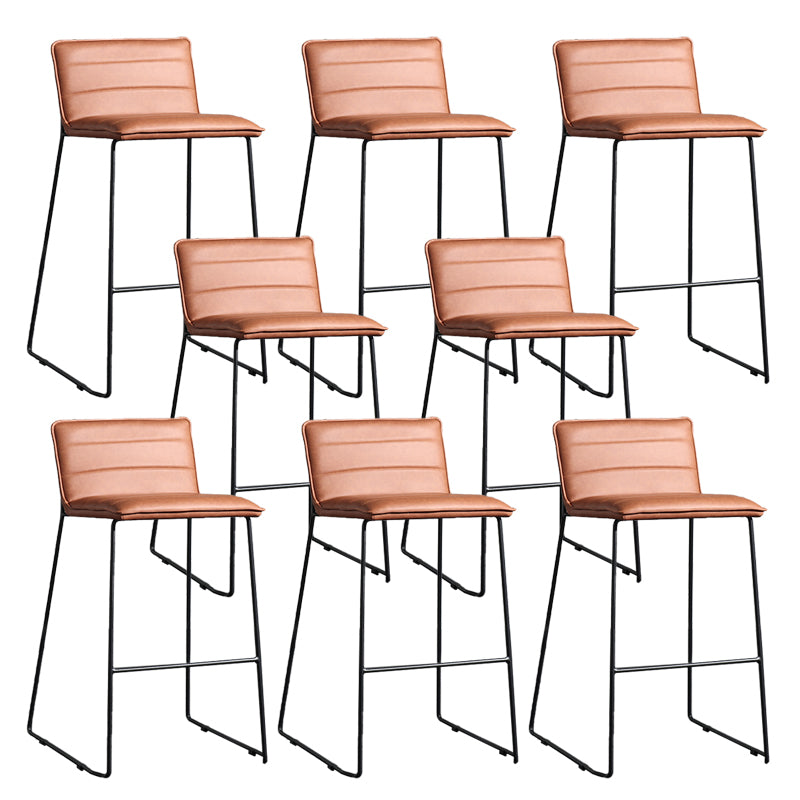Contemporary Upholstered Armless Bar Stool with Black Metal Base