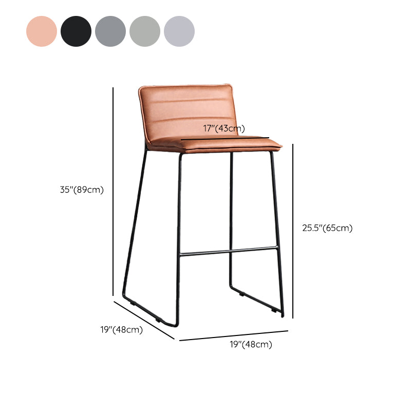 Contemporary Upholstered Armless Bar Stool with Black Metal Base