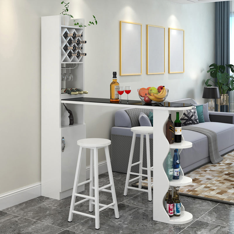 3 Pieces Bar Stool and Table Set, Contemporary and Oval for Living Room