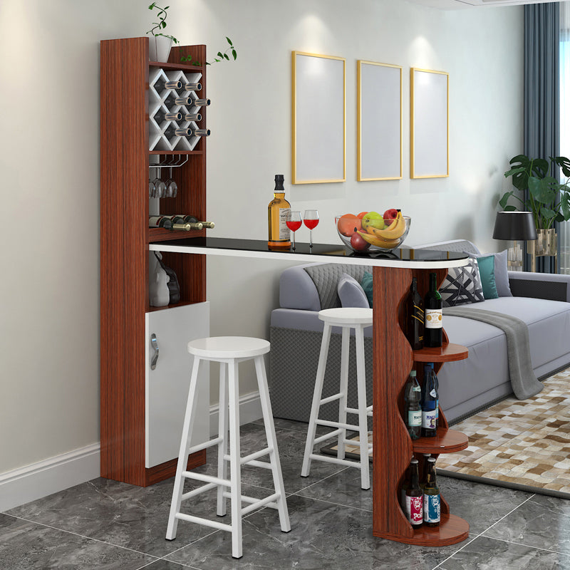 3 Pieces Bar Stool and Table Set, Contemporary and Oval for Living Room