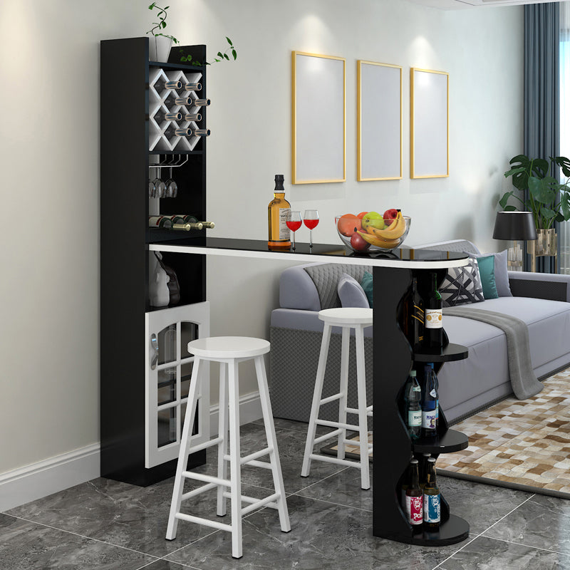 3 Pieces Bar Stool and Table Set, Contemporary and Oval for Living Room