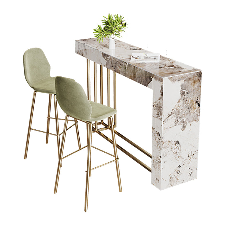1/3 Pieces Glam Rectangle Sintered Stone Counter Table with High Stools