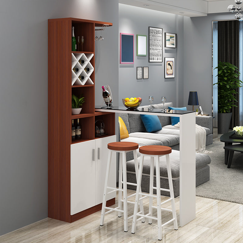 Wood Rectangular Contemporary Bar Stool and Table Set and 3 Pieces