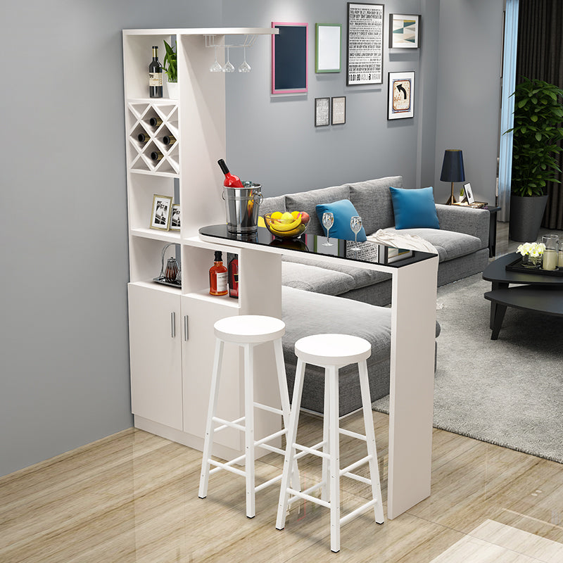 Wood Rectangular Contemporary Bar Stool and Table Set and 3 Pieces