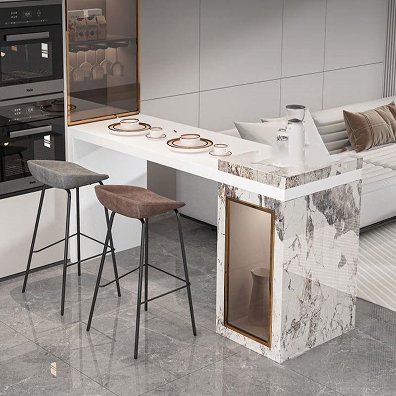 Modem & Contemporary Rectangle Stone Pub Bar Table for Living Room