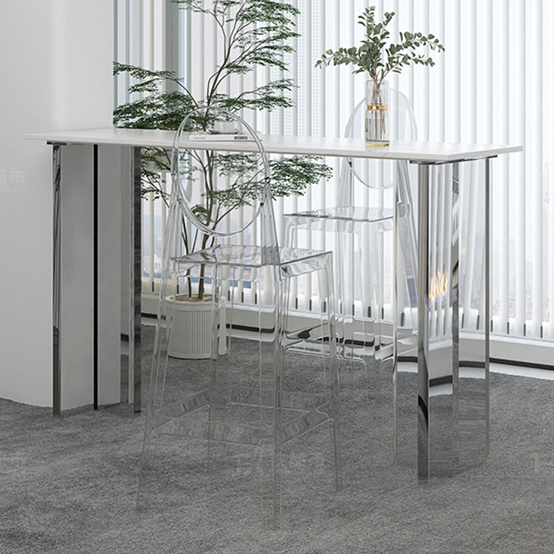 Modem & Contemporary Stone Rectangle Pub Bar Table for Living Room