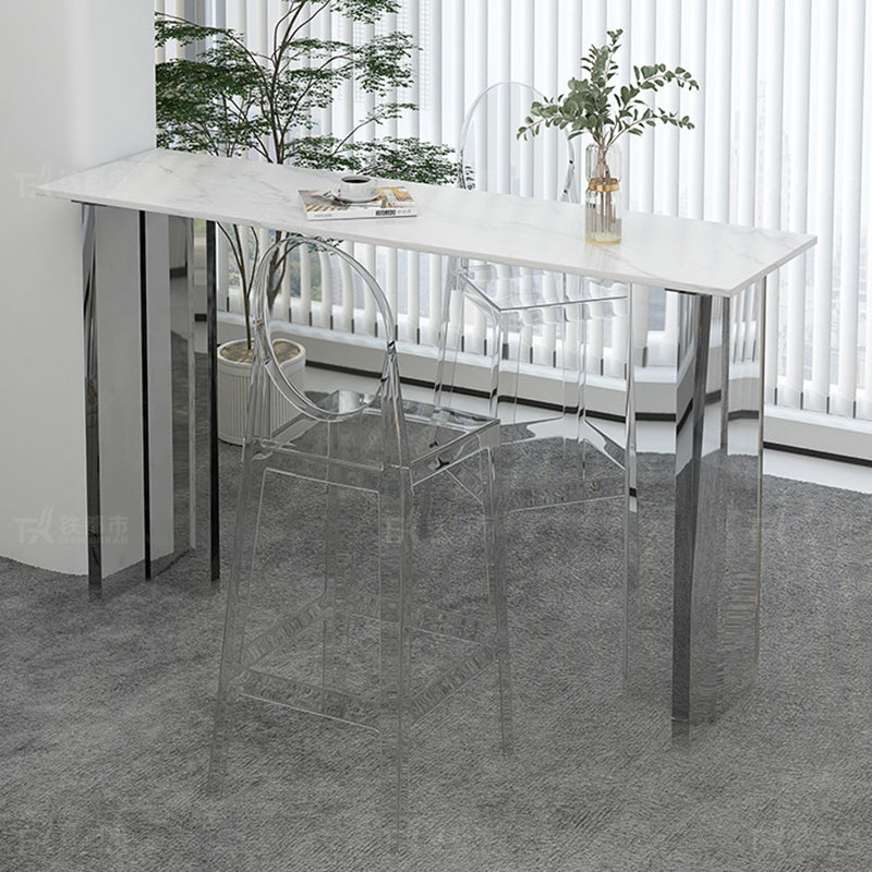 Modem & Contemporary Stone Rectangle Pub Bar Table for Living Room