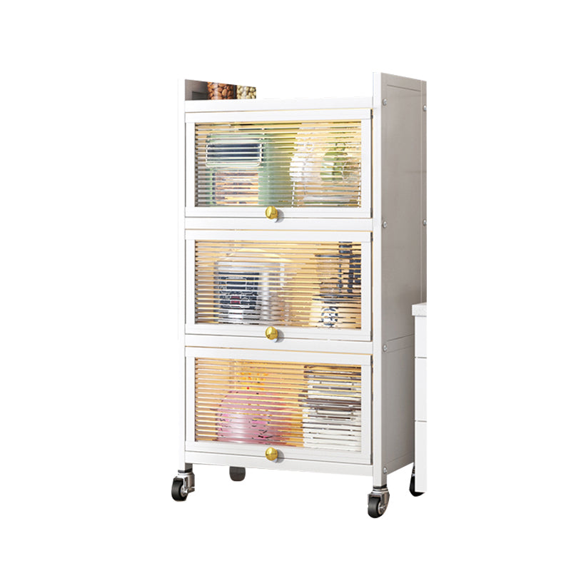 white Metallic Buffet Sideboard 12.6-inch wide Dining Server with wheels