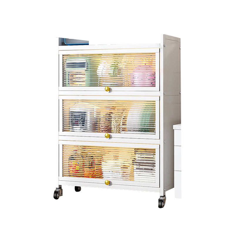 white Metallic Buffet Sideboard 12.6-inch wide Dining Server with wheels