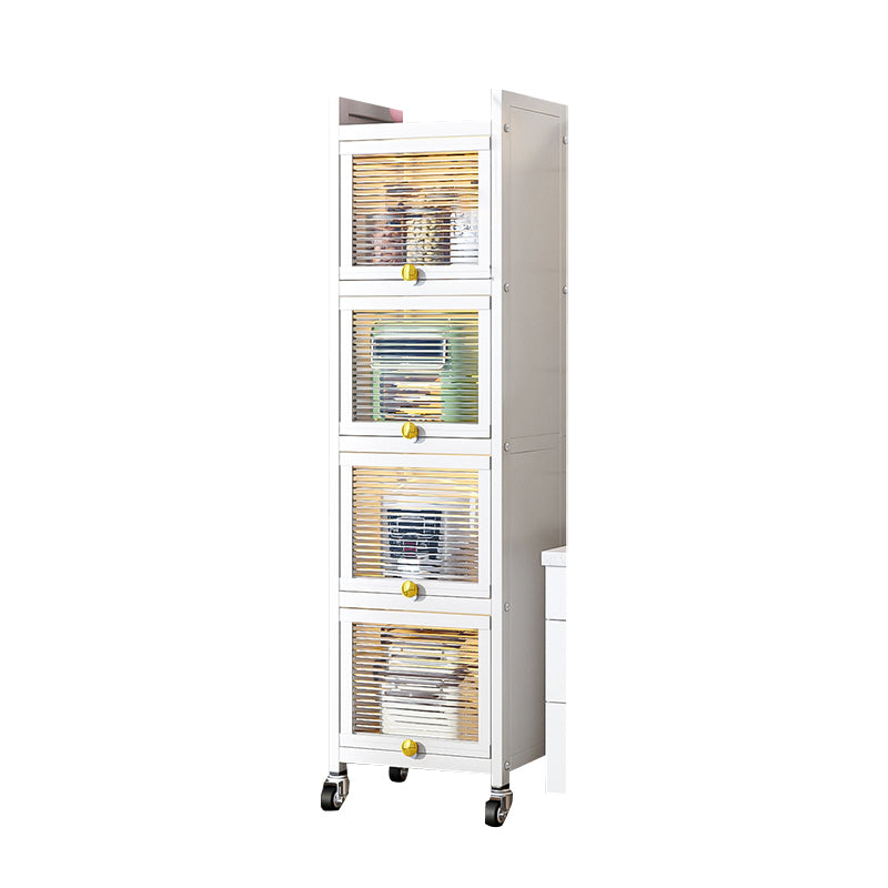 white Metallic Buffet Sideboard 12.6-inch wide Dining Server with wheels