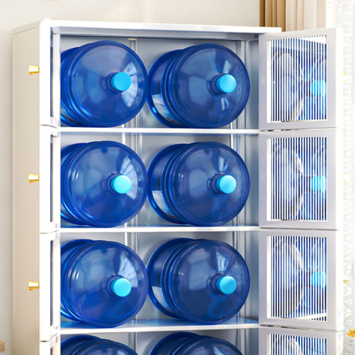 white Metallic Buffet Sideboard 12.6-inch wide Dining Server with wheels