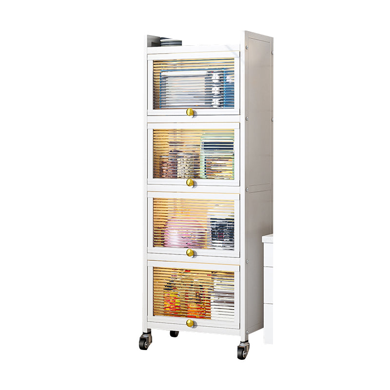 white Metallic Buffet Sideboard 12.6-inch wide Dining Server with wheels