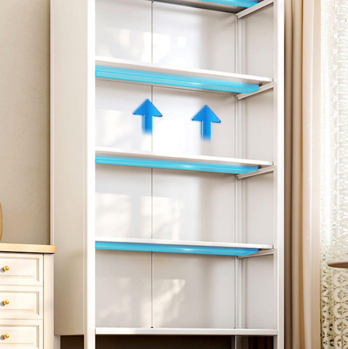 white Metallic Buffet Sideboard 12.6-inch wide Dining Server with wheels