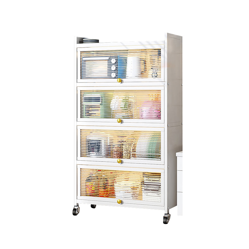 white Metallic Buffet Sideboard 12.6-inch wide Dining Server with wheels